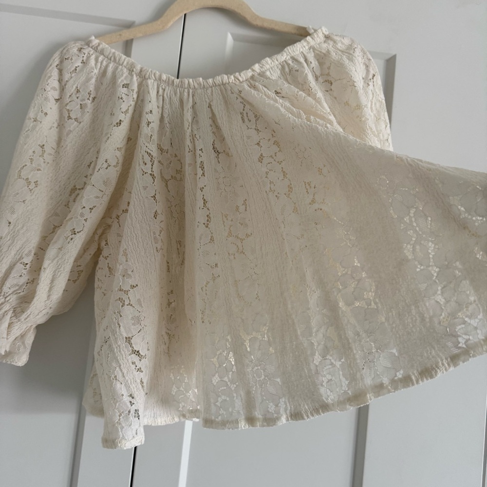 FREE PEOPLE WOMEN'S STACEY LACE CROPPED SHIRT - Picture 7 of 14